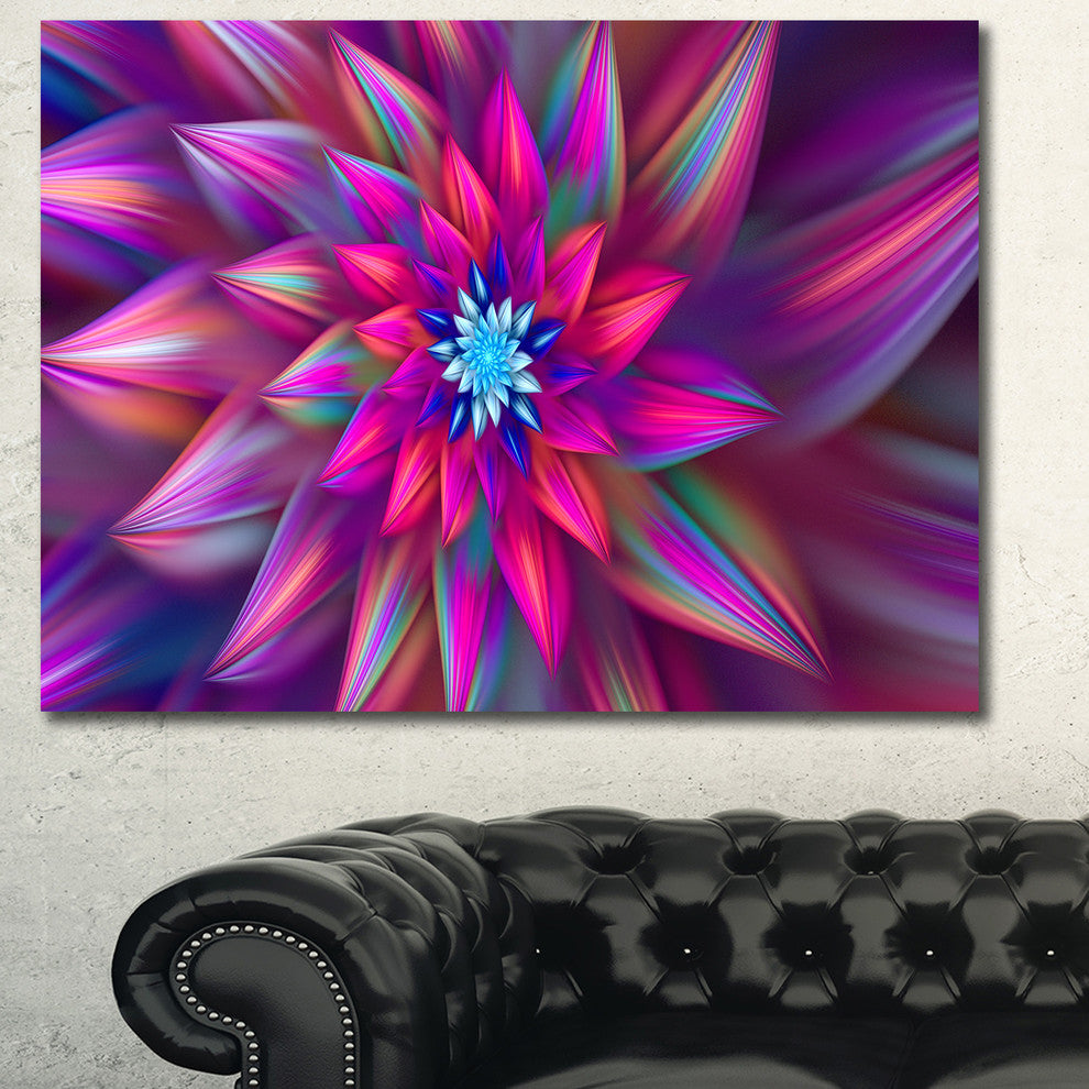 Huge Purple Pink Fractal Flower, Large Floral Canvas Art Print, 60x40
