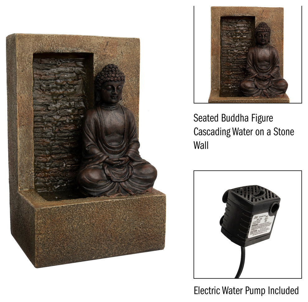 Pure Garden Tabletop Water Fountain, Sitting Buddha