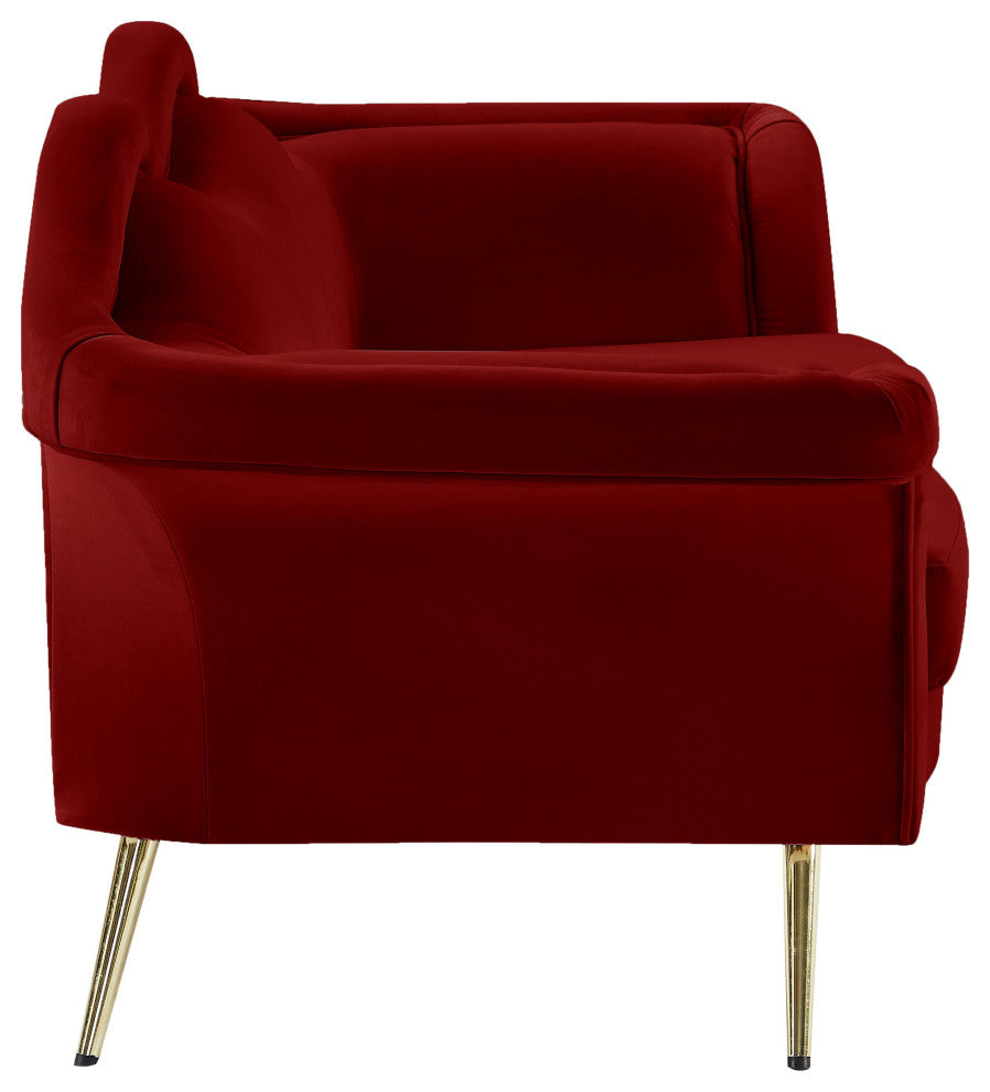 Lips Velvet Upholstered Loveseat, Red