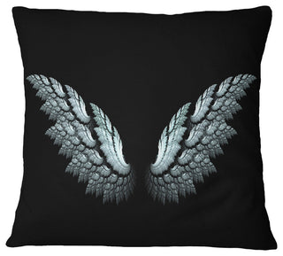 Angel Wings On Black Background Abstract Throw Pillow, 16"x16"