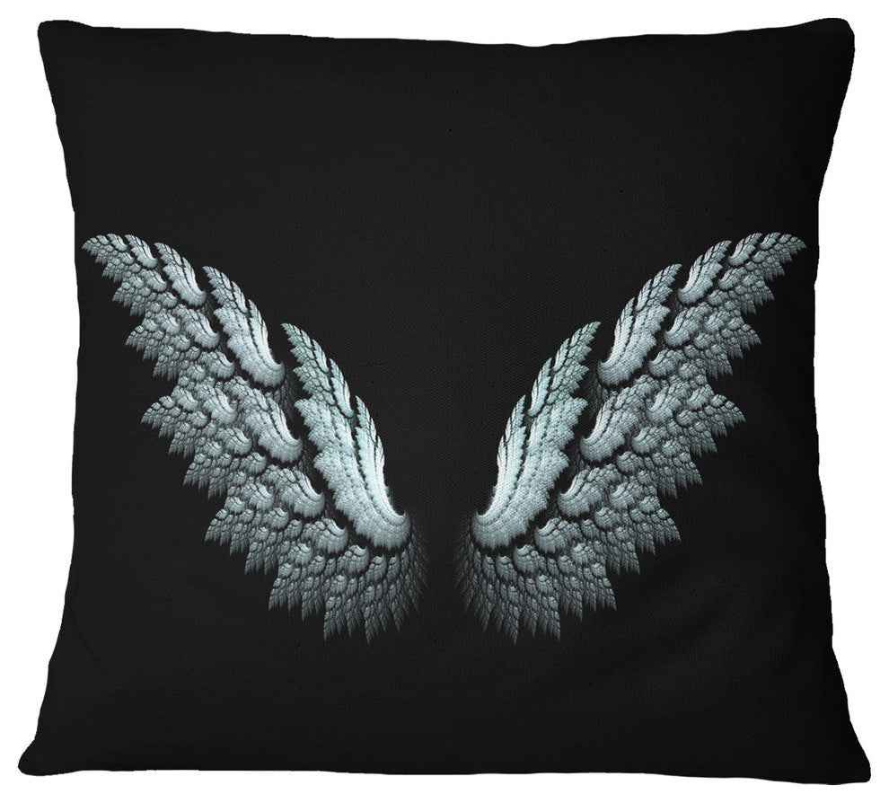 Angel Wings On Black Background Abstract Throw Pillow, 16"x16"