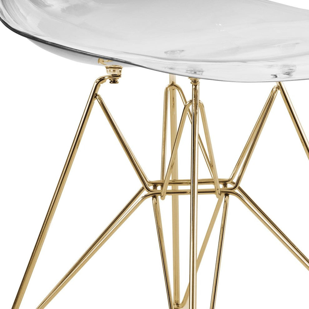 Cresco Eiffel Base Dining Chair, Gold Base, Set of 2, Clear