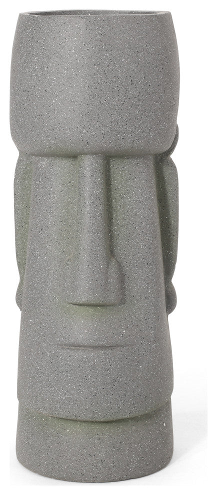 Harrod Outdoor Polynesian Decorative Planter, Stone Gray