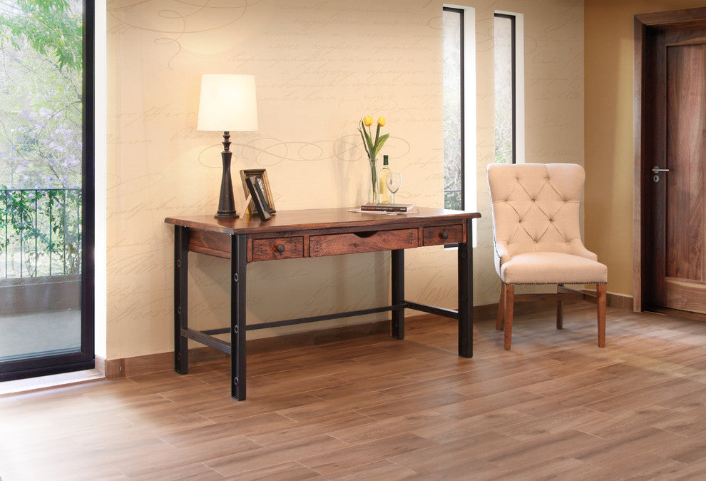 Granville Cast Iron Base and Solid Parota Wood Top 60" Desk