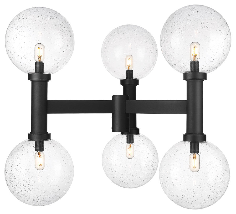 Zlite 599BP6-BK 6-Light Outdoor Post Mount Fixture, Clear Seedy