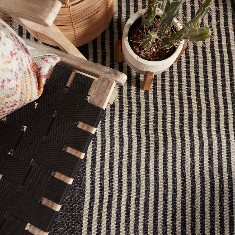Vibe by Jaipur Living Strand Indoor/ Outdoor Striped Area Rug, Dark Gray/Beige