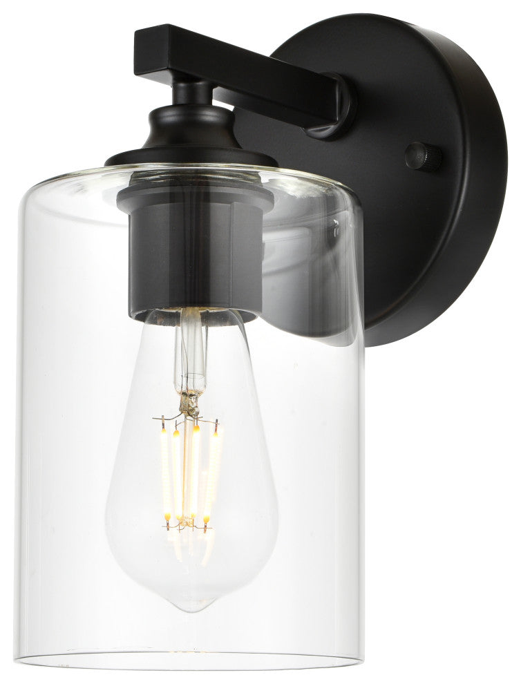 1 Light Black And Clear Bath Sconce
