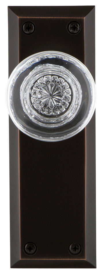 New York Plate Privacy Round Clear Crystal Glass Knob, Timeless Bronze