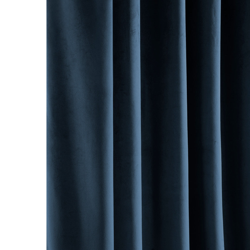 Heritage Plush Velvet Curtain Single Panel, Eternal Blue, 50"x108"