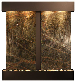 Aspen Falls Water Fountain, Green Marble, Blackened Copper, Square