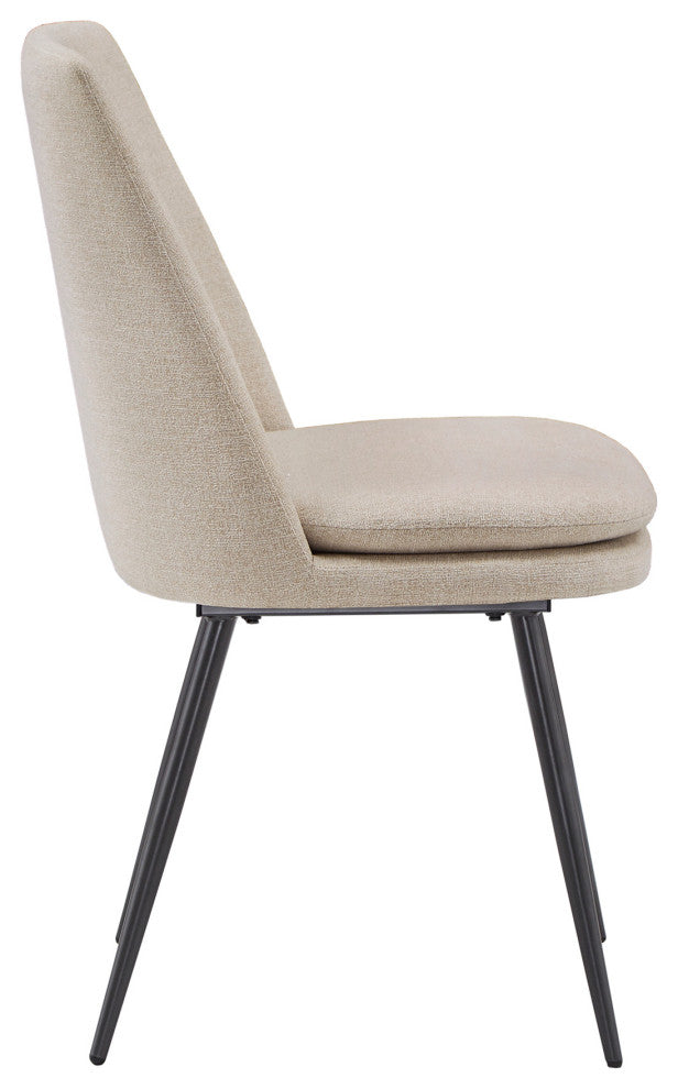 Rashmi Upholstered Dining Chairs (Set of 2) - Beige Chenille, Black Legs