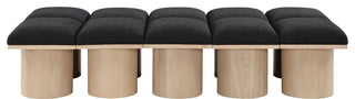 Pavilion Boucle Fabric Upholstered 10-Piece Modular Bench, Black, Natural Finish