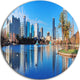 Orlando Morning, Cityscape Photo Round Wall Art, 11"