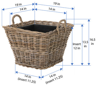 Rattan Kobo Square Planter Basket In&Outdoor, Large