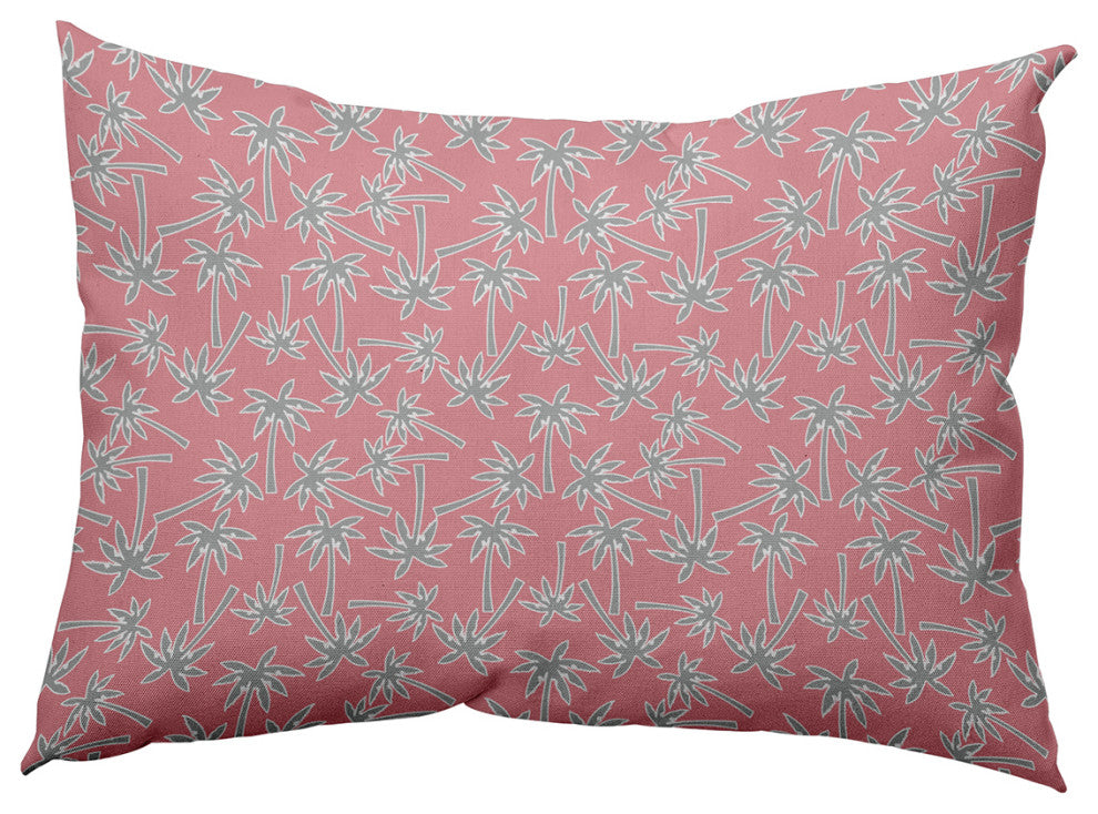 Palm Tree Pattern Decorative Throw Pillow, Pink Icing, 14"x20"
