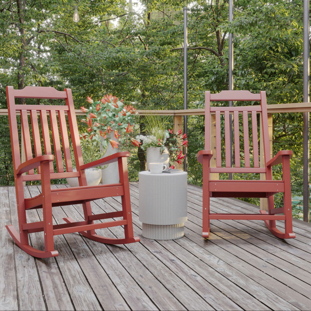 Set of 2 Winston All-Weather Faux Wood Rocking Chair, Red
