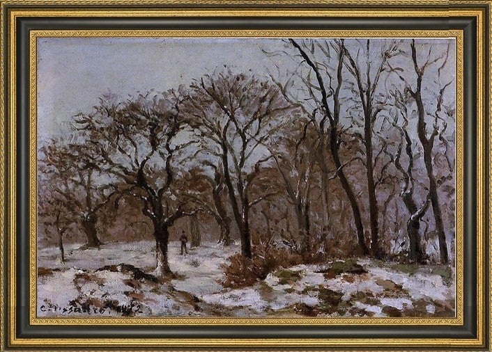 Camille Pissarro Chestnut Orchard in Winter Framed Premium Canvas Print, 16"x24"