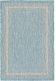 Unique Loom Aquamarine Soft Border Outdoor 4' 0 x 6' 0 Area Rug