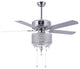 52" Chrome Crystal Ceiling Fan with Crystal Drum Shade, Reversible, Chrome