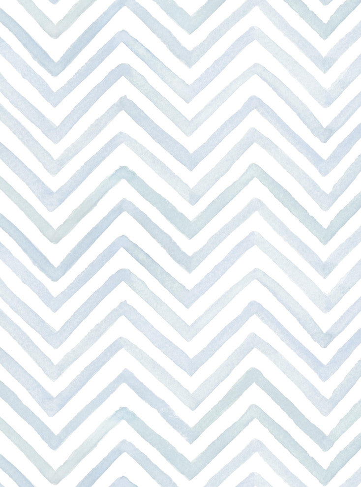 Watercolor Chevron Peel and Stick Vinyl Wallpaper, Slate Blue, 24"w X 60"h