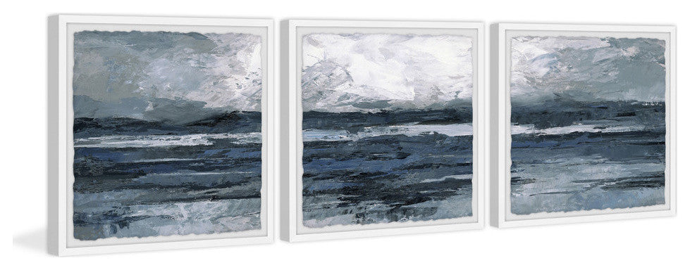 Dark Vast Ocean Triptych, 96"x32"