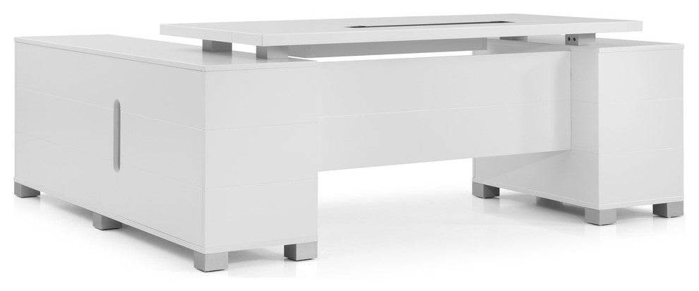 Ford Executive Modern Desk With Filing Cabinets and Return, Right Return