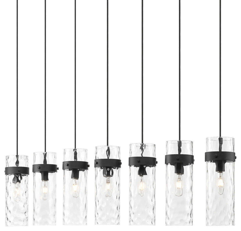 Z-Lite 7002P5-7L Fontaine 7 Light 57"W Linear Chandelier - Matte Black