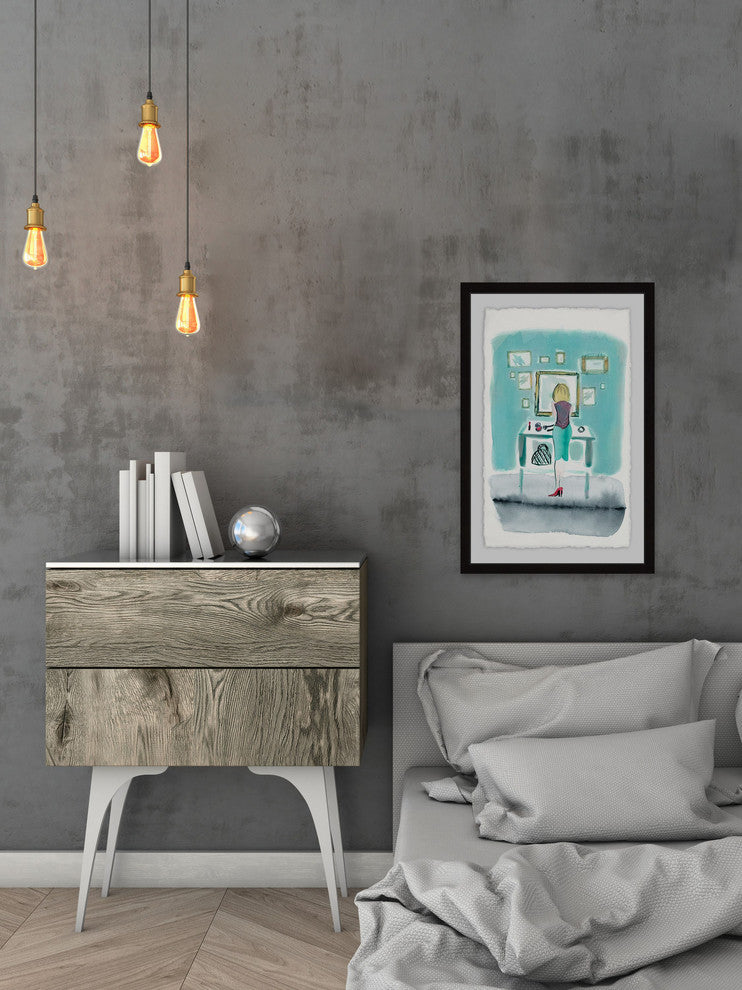 "Aqua Wall" Framed Painting Print, 16"x24"