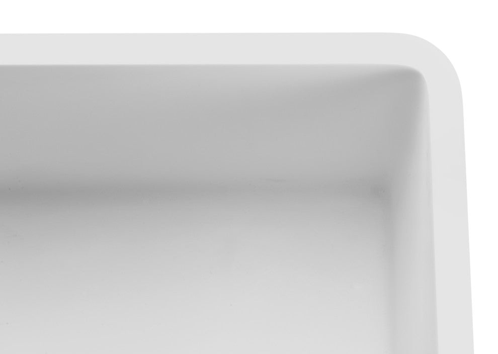 Roine Apron Front Man Made Stone Single Bowl Kitchen Sink, White, 30"