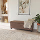 48" Elegant Leather/Linen Rectangular Storage Ottoman, Rustic Brown