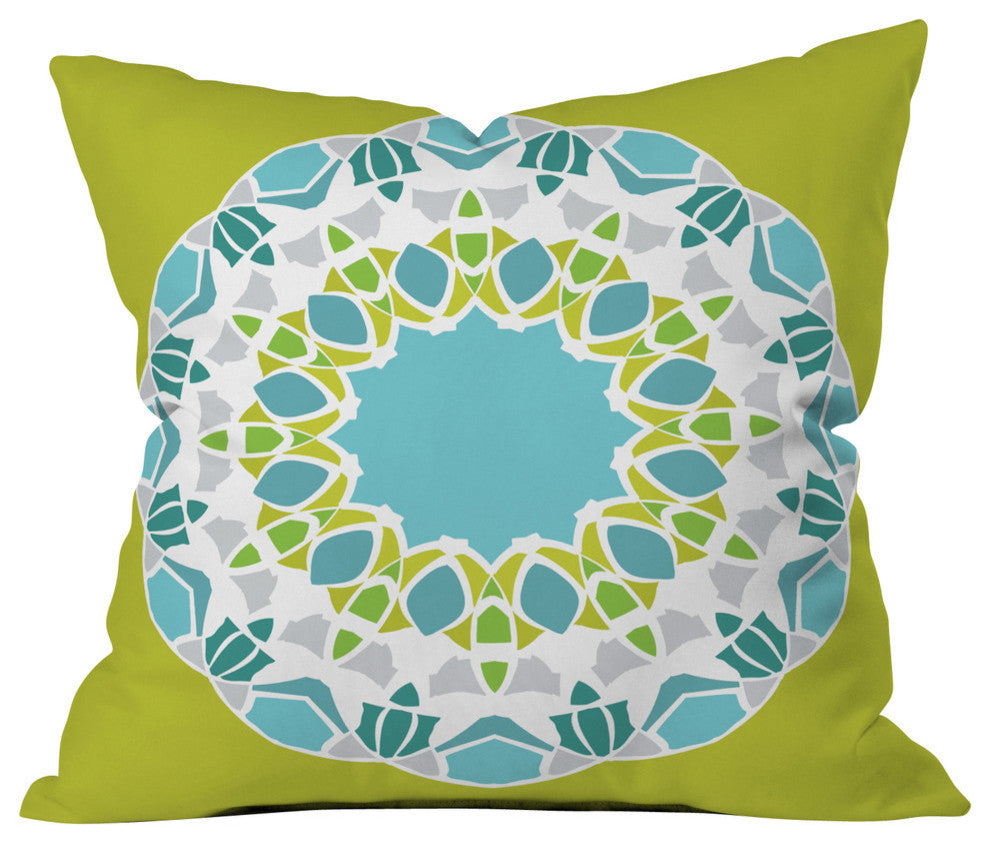 Karen Harris Mod Medallion Green Outdoor Throw Pillow