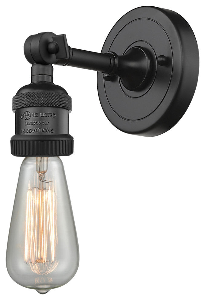 Bare Bulb 1 Light Sconce, Matte Black