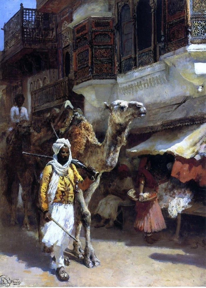 Edwin Lord Weeks Man Leading a Camel - 18" x 27" Premium Canvas Print