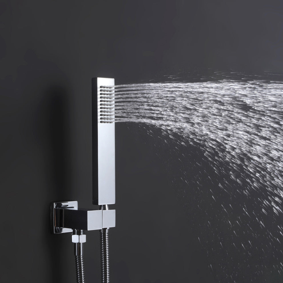 Thermostatic Rain Shower System with Hand Shower-Includes Rough-in Valve, Chrome