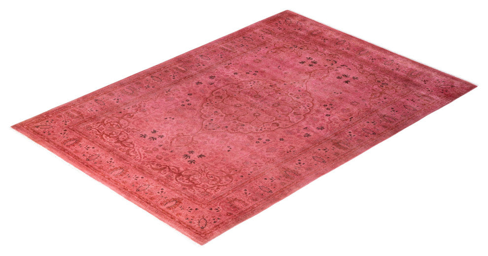 Fine Vibrance One-of-a-Kind Hand-Knotted Area Rug Pink, 4' 8" x 6' 8"