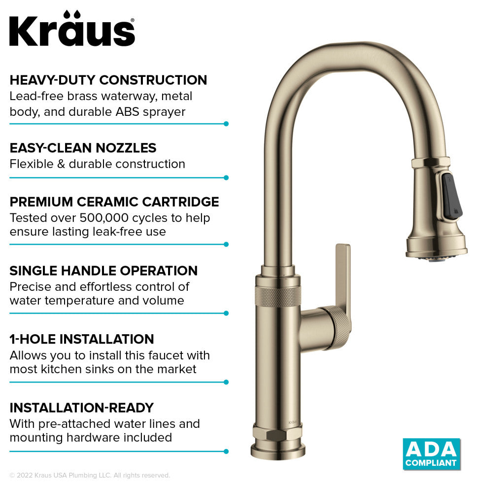 Sellette Pull-Down Kitchen Faucet, Spot Free Antique Champagne Bronze