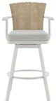 Hazel Outdoor Patio Swivel Counter Stool Aluminum Teak Wood/Argent Gray Cushions