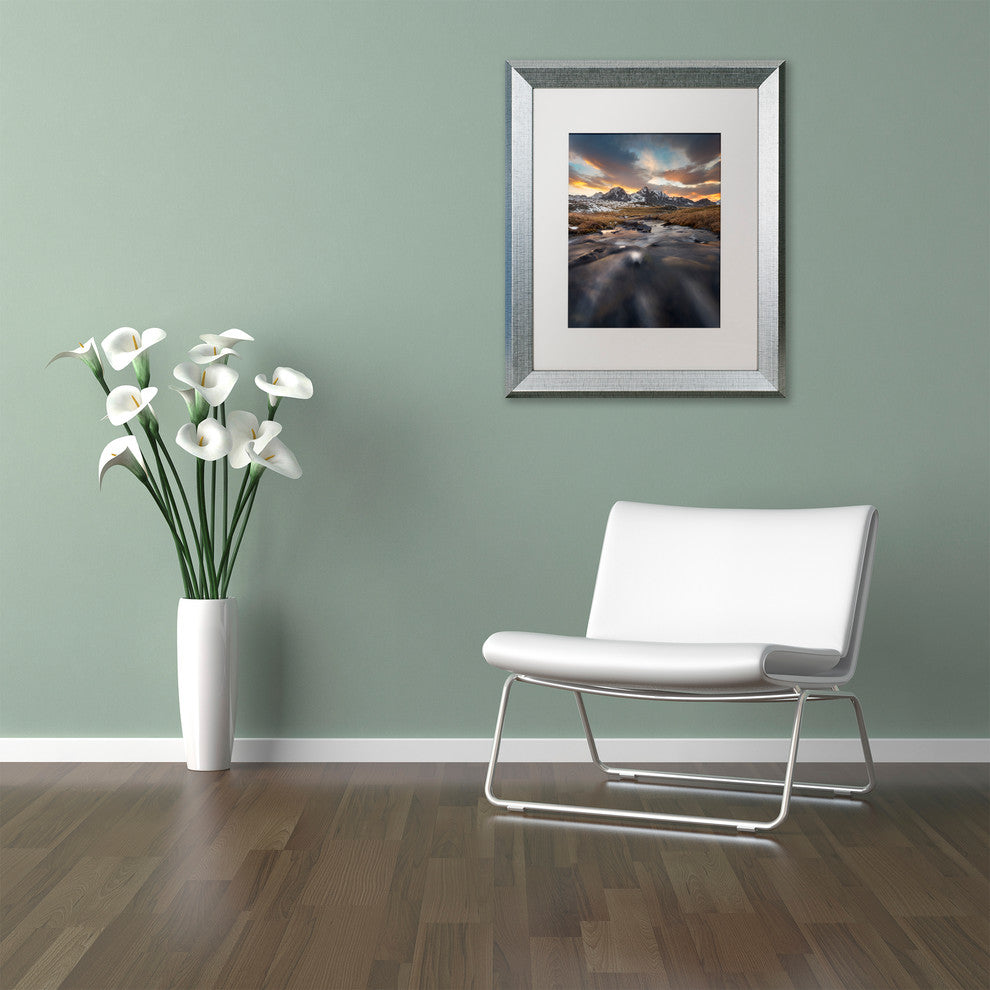 Mathieu Rivrin 'Power Of Mountains' Matted Art, Silver Frame, White, 20x16