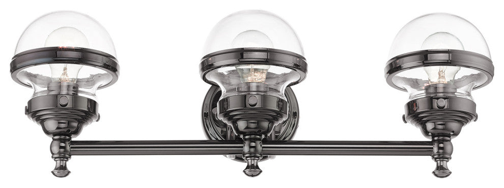 Livex Lighting Oldwick 3 Light Polished Black Chrome Vanity Sconce