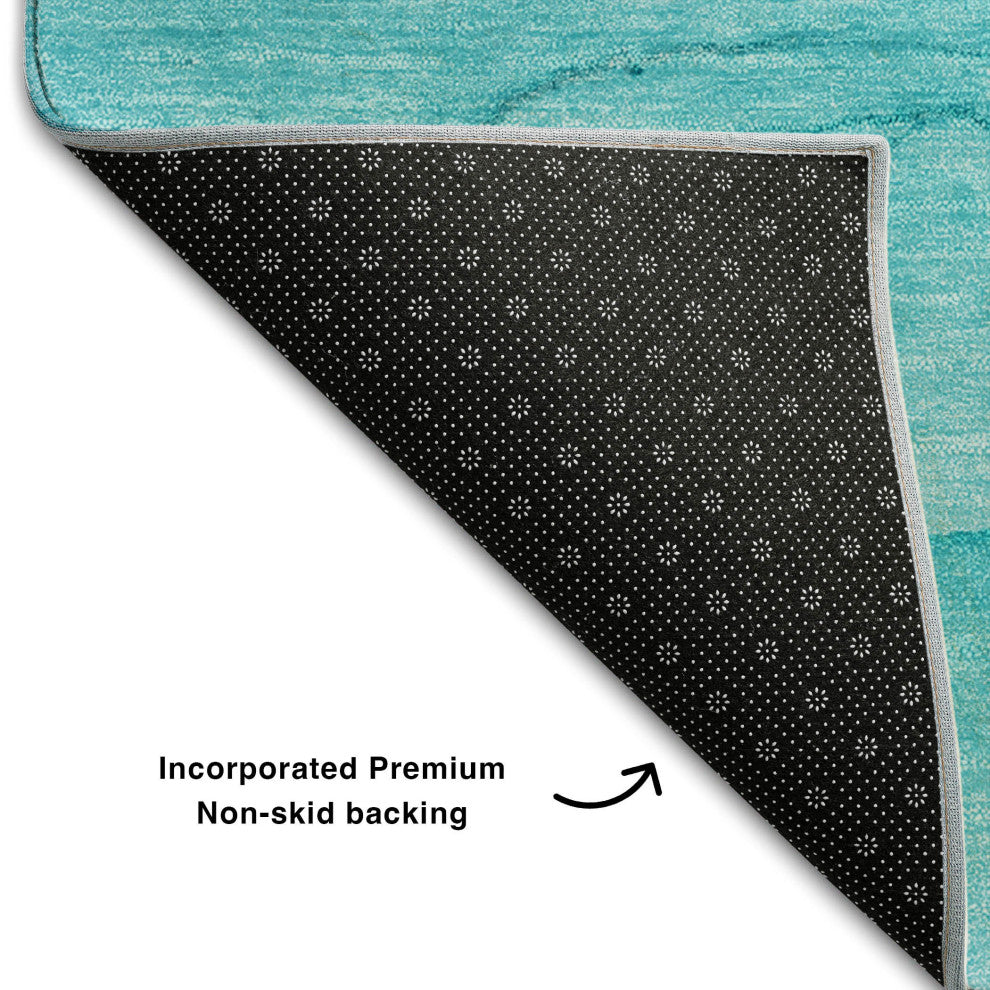 Premium Machine Washable Mayfield AMF507 Teal 3' x 5' Rug