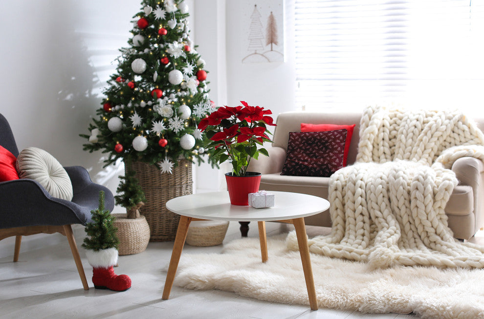 Christmas Burgandy Colored Scattered Trees Polyester Throw Pillow, 16"x16"
