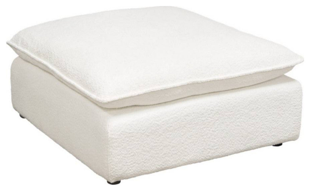 Ivy Square Ottoman in White Faux Shearling by Diamond Sofa