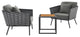 Lounge Chair Table Set, Gray, Aluminum, Modern, Outdoor Patio Hospitality