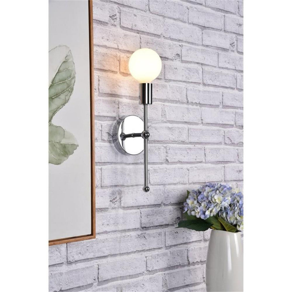 Living District Keely 1-Light Mid-Century Metal Wall Sconce in Chrome
