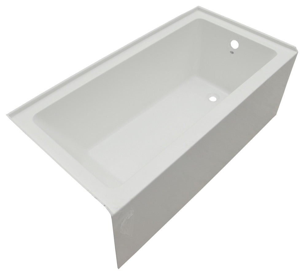 Vanity Art Alcove Soaking Acrylic Bathtub, White/Titanium Gold, 60"x30", Right