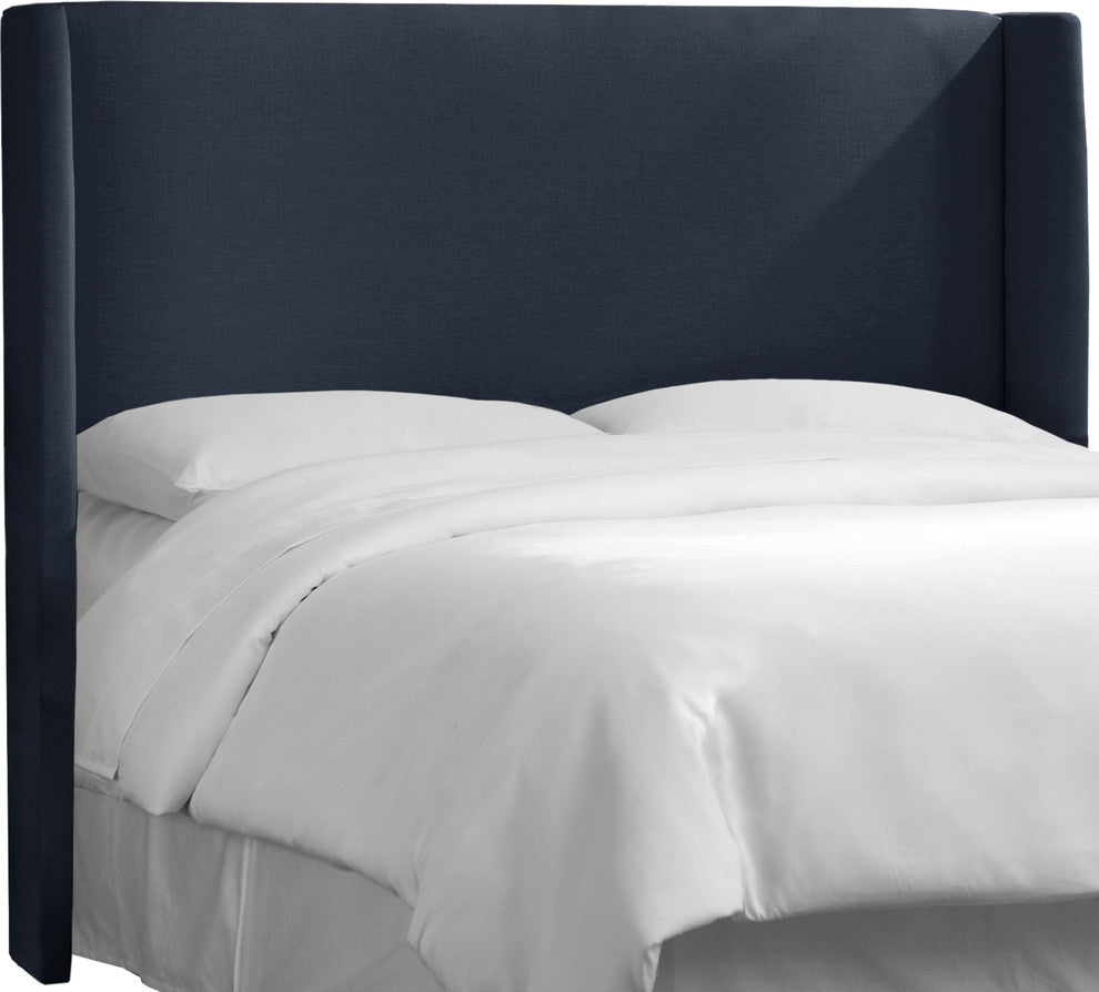 Maxwell Wingback Headboard, Linen Navy, California King