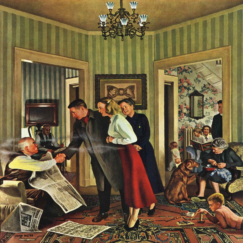 "Meeting the Date" Painting Print on Canvas by John Falter