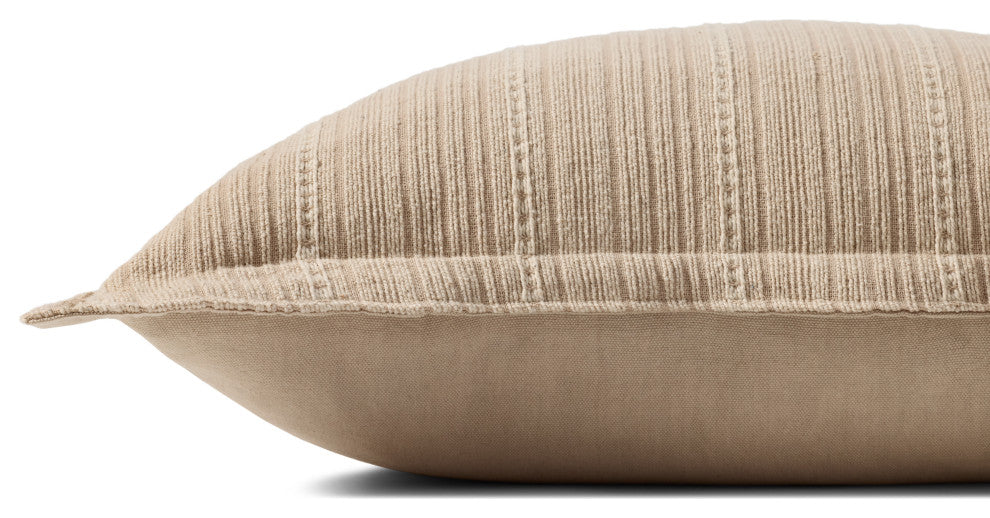 Chris Loves Julia x Loloi Howie Natural 18'' x 18'' Cover, Down Pillow