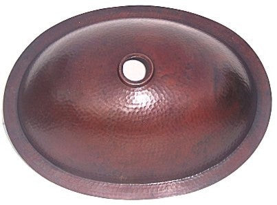 Undermount Hammered Oval Bathroom Copper Sink