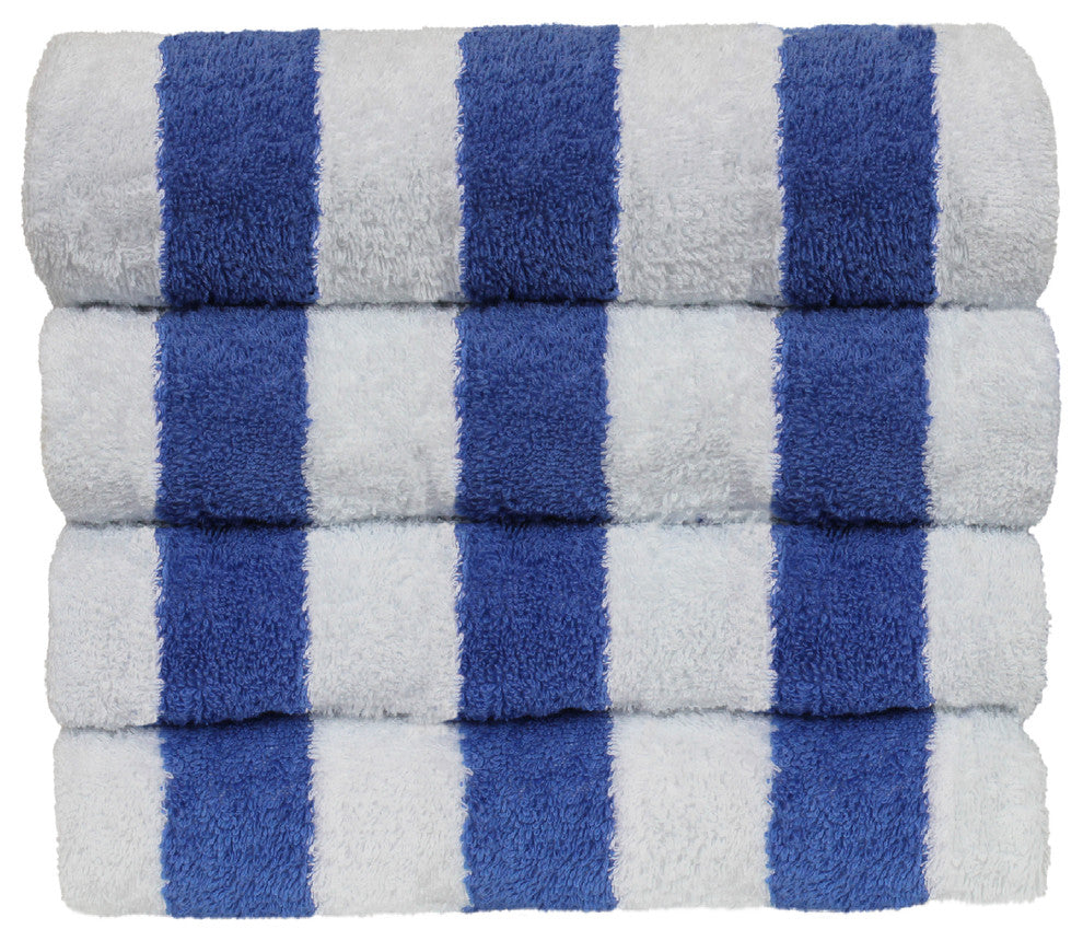 Towel 100% Cotton Pool Beach Towels, Cabana, Blue, Set of 4